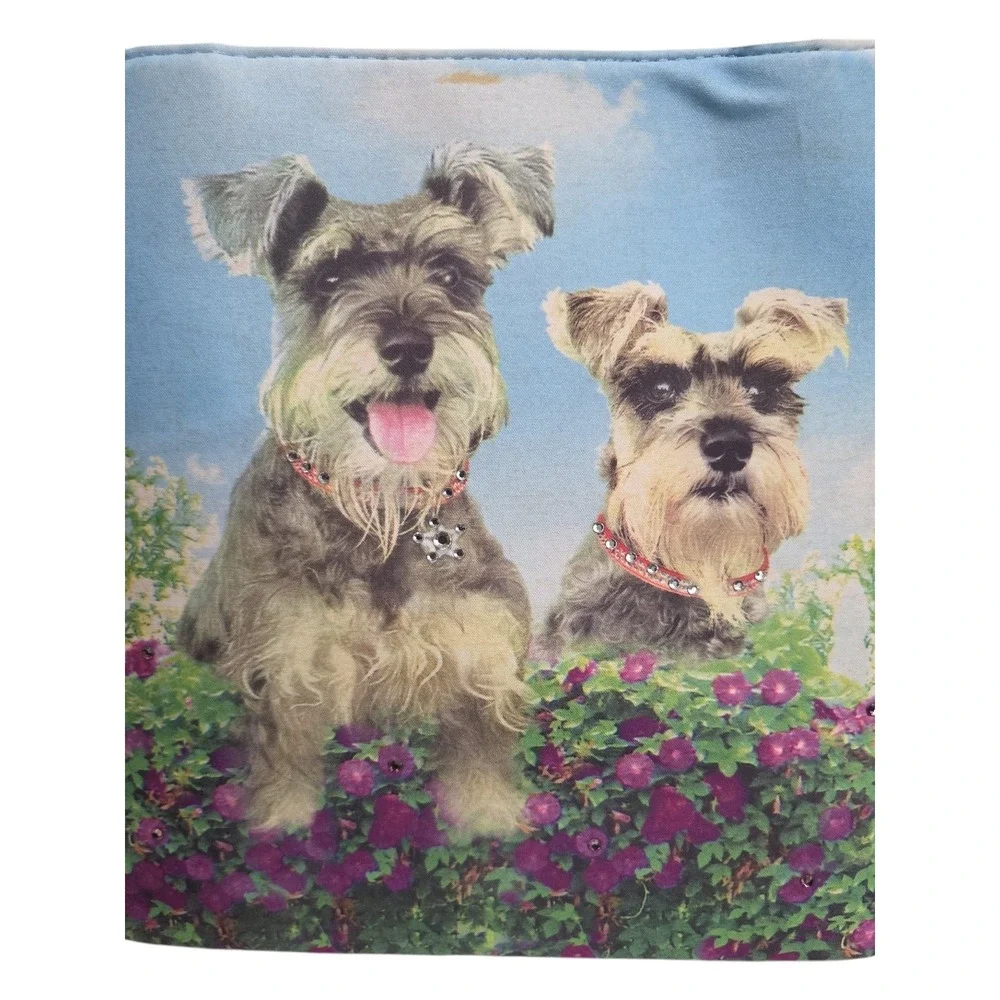 Schnauzer Dog Print Floral Shoulder Bag with‎ Matching Wallet